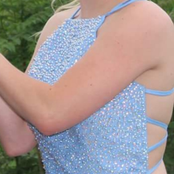 Beautiful blue beaded ball gown, size 6 - Picture 2 of 8